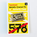 Teenbeat enamel pin with backing card